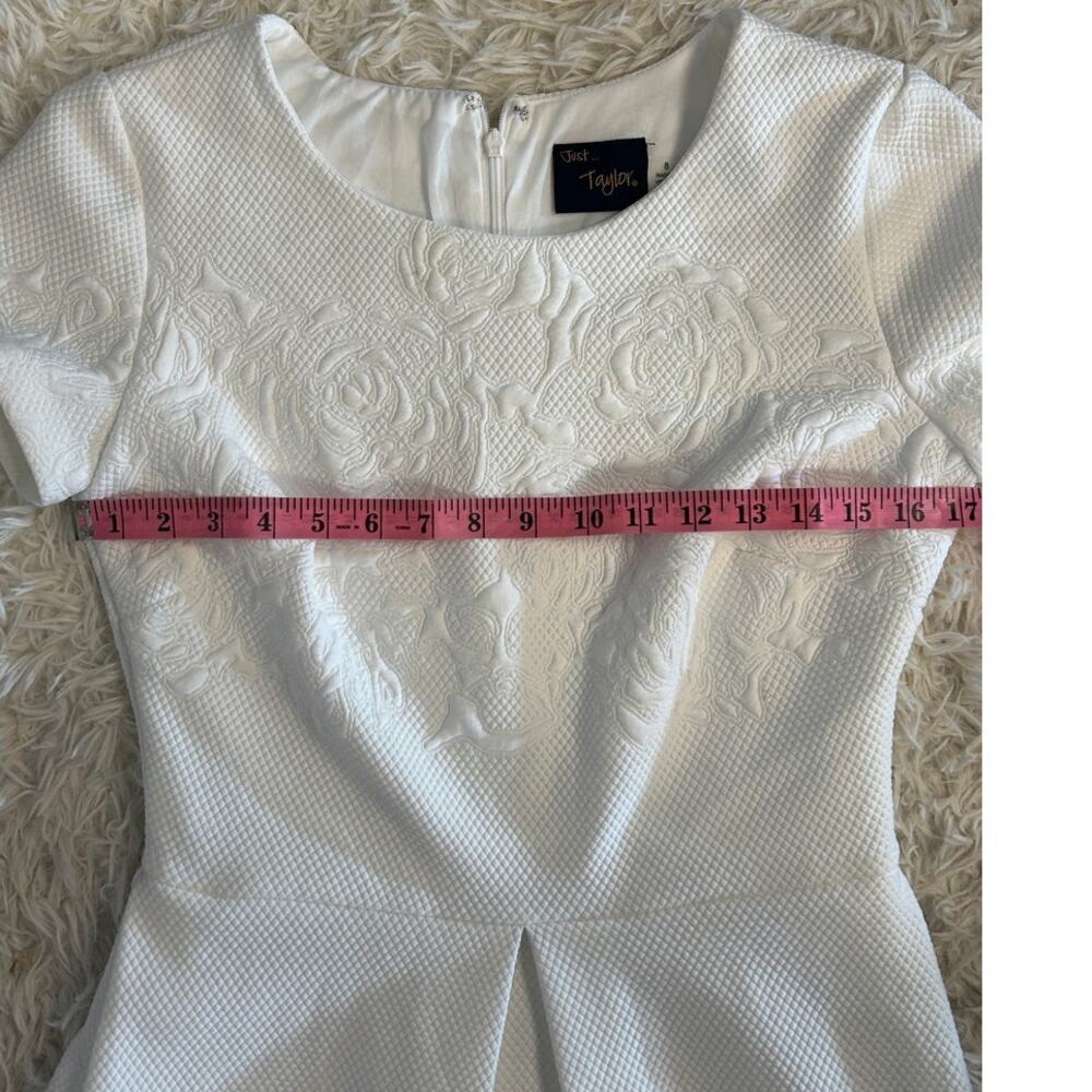 Just Taylor Women's Size 8 White Floral Fit & Flare Inverted Pleat Dress #0246 - Picture 12 of 14